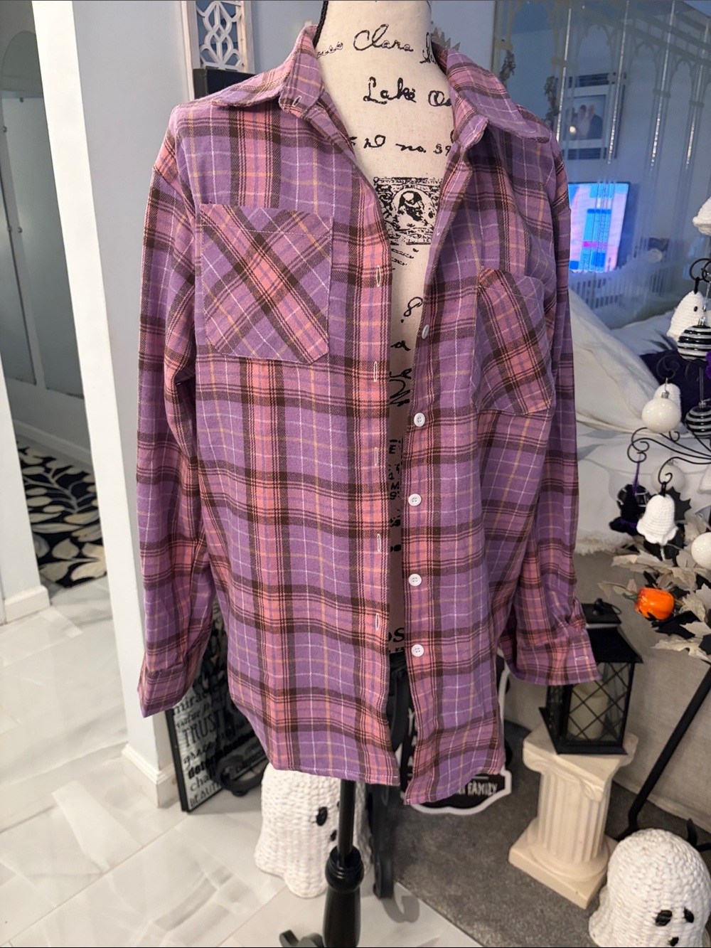 Purple Plaid Button Down Shirt